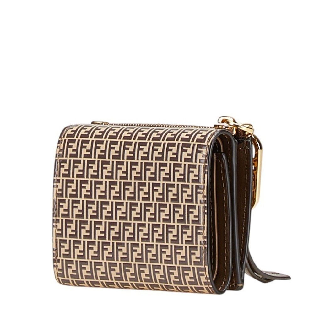 Fendi Leather Beige Liberty Tri Zucchino Brown Stampa Orlock Wallet